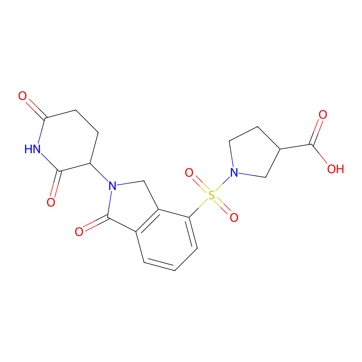 1-{[2-(2,6-dioxopiperidin-3-yl)-1-oxo-2,3-dihydro-1H-isoindol-4-yl]sulfonyl}pyrrolidine-3-carboxylic acid molecular structure, CAS 2703764-07-0