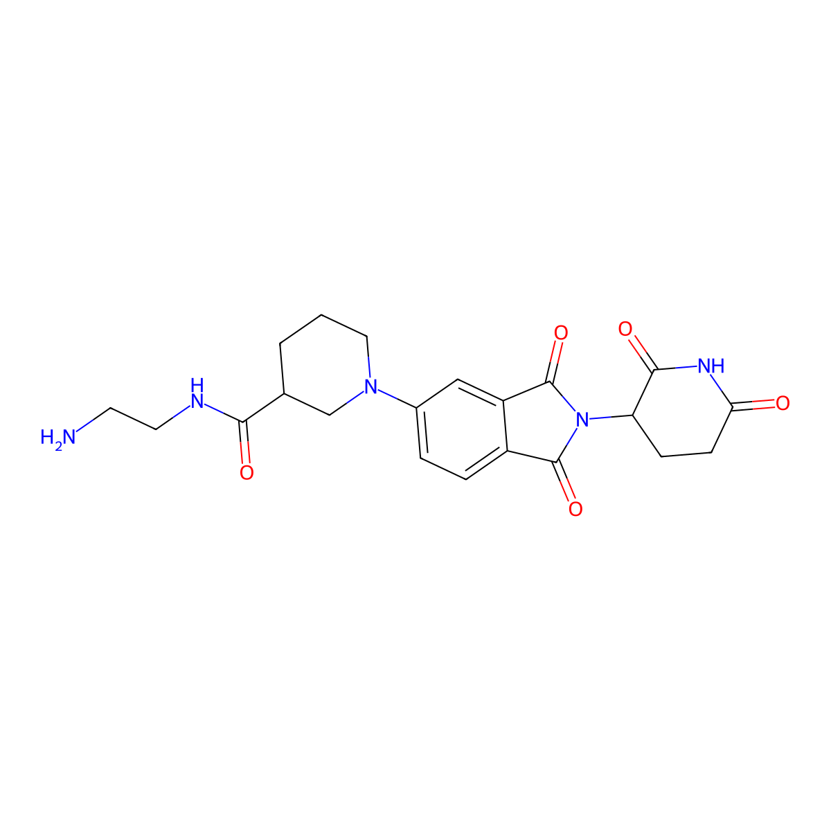 N-(2-aminoethyl)-1-[2-(2,6-dioxopiperidin-3-yl)-1,3-dioxo-2,3-dihydro-1H-isoindol-5-yl]piperidine-3-carboxamide molecular structure, CAS 2703764-19-4