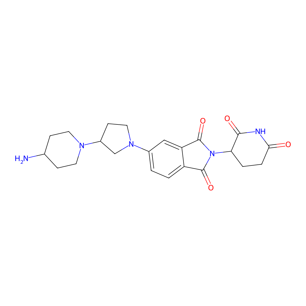 5-[3-(4-aminopiperidin-1-yl)pyrrolidin-1-yl]-2-(2,6-dioxopiperidin-3-yl)-2,3-dihydro-1H-isoindole-1,3-dione molecular structure, CAS 2703765-14-2