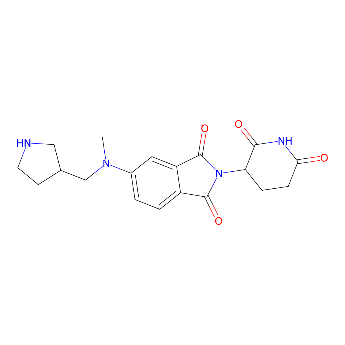 2-(2,6-dioxopiperidin-3-yl)-5-{methyl[(pyrrolidin-3-yl)methyl]amino}-2,3-dihydro-1H-isoindole-1,3-dione molecular structure, CAS 2703765-35-7