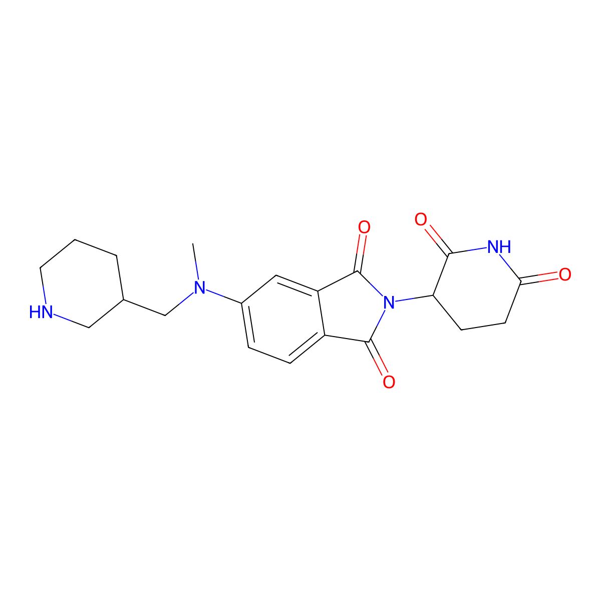 2-(2,6-dioxopiperidin-3-yl)-5-{methyl[(piperidin-3-yl)methyl]amino}-2,3-dihydro-1H-isoindole-1,3-dione molecular structure, CAS 2703765-60-8
