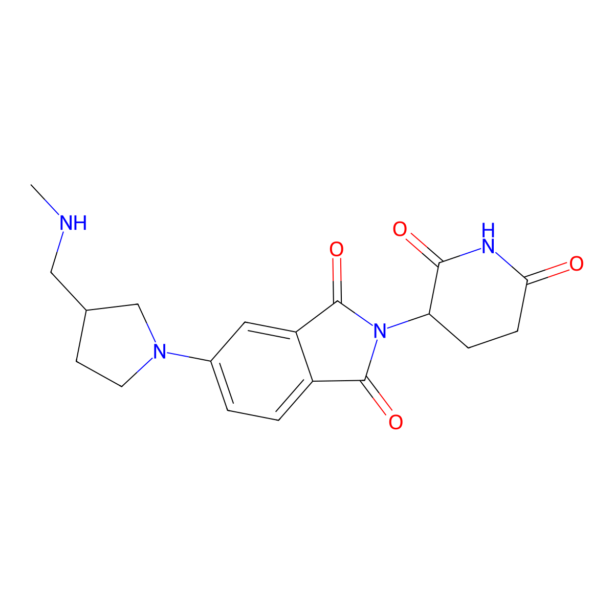 2-(2,6-dioxopiperidin-3-yl)-5-{3-[(methylamino)methyl]pyrrolidin-1-yl}-2,3-dihydro-1H-isoindole-1,3-dione molecular structure, CAS 2703765-94-8