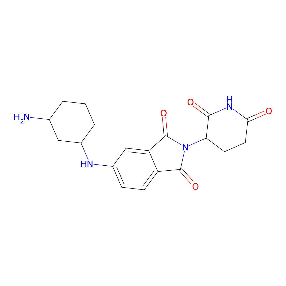 5-[(3-aminocyclohexyl)amino]-2-(2,6-dioxopiperidin-3-yl)-2,3-dihydro-1H-isoindole-1,3-dione molecular structure, CAS 2703768-13-0