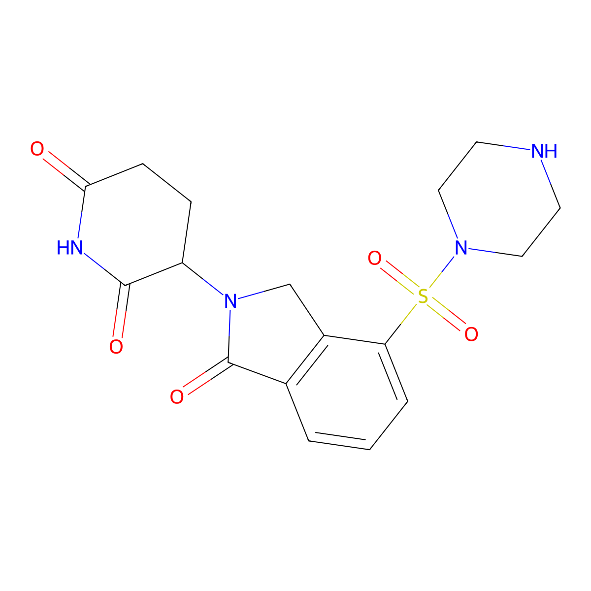 3-[1-oxo-4-(piperazine-1-sulfonyl)-2,3-dihydro-1H-isoindol-2-yl]piperidine-2,6-dione molecular structure, CAS 2703768-21-0
