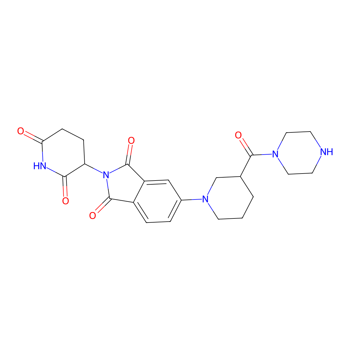 2-(2,6-Dioxopiperidin-3-yl)-5-(3-(piperazine-1-carbonyl)piperidin-1-yl)isoindoline-1,3-dione molecular structure, CAS 2703769-21-3