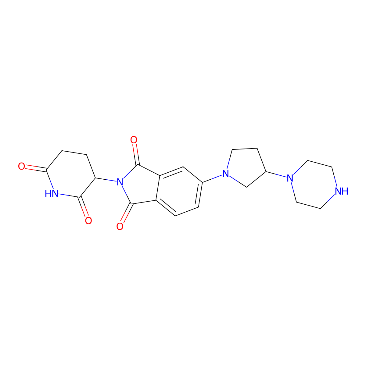 2-(2,6-dioxopiperidin-3-yl)-5-[3-(piperazin-1-yl)pyrrolidin-1-yl]-2,3-dihydro-1H-isoindole-1,3-dione molecular structure, CAS 2703769-29-1