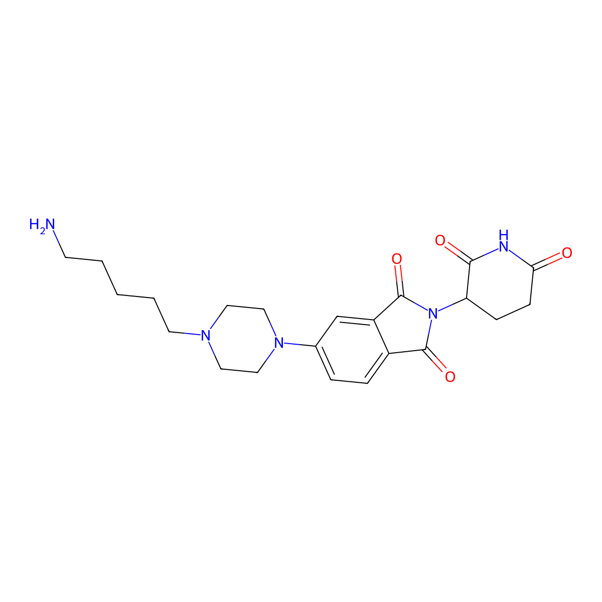 5-[4-(5-aminopentyl)piperazin-1-yl]-2-(2,6-dioxopiperidin-3-yl)-2,3-dihydro-1H-isoindole-1,3-dione molecular structure, CAS 2703769-68-8
