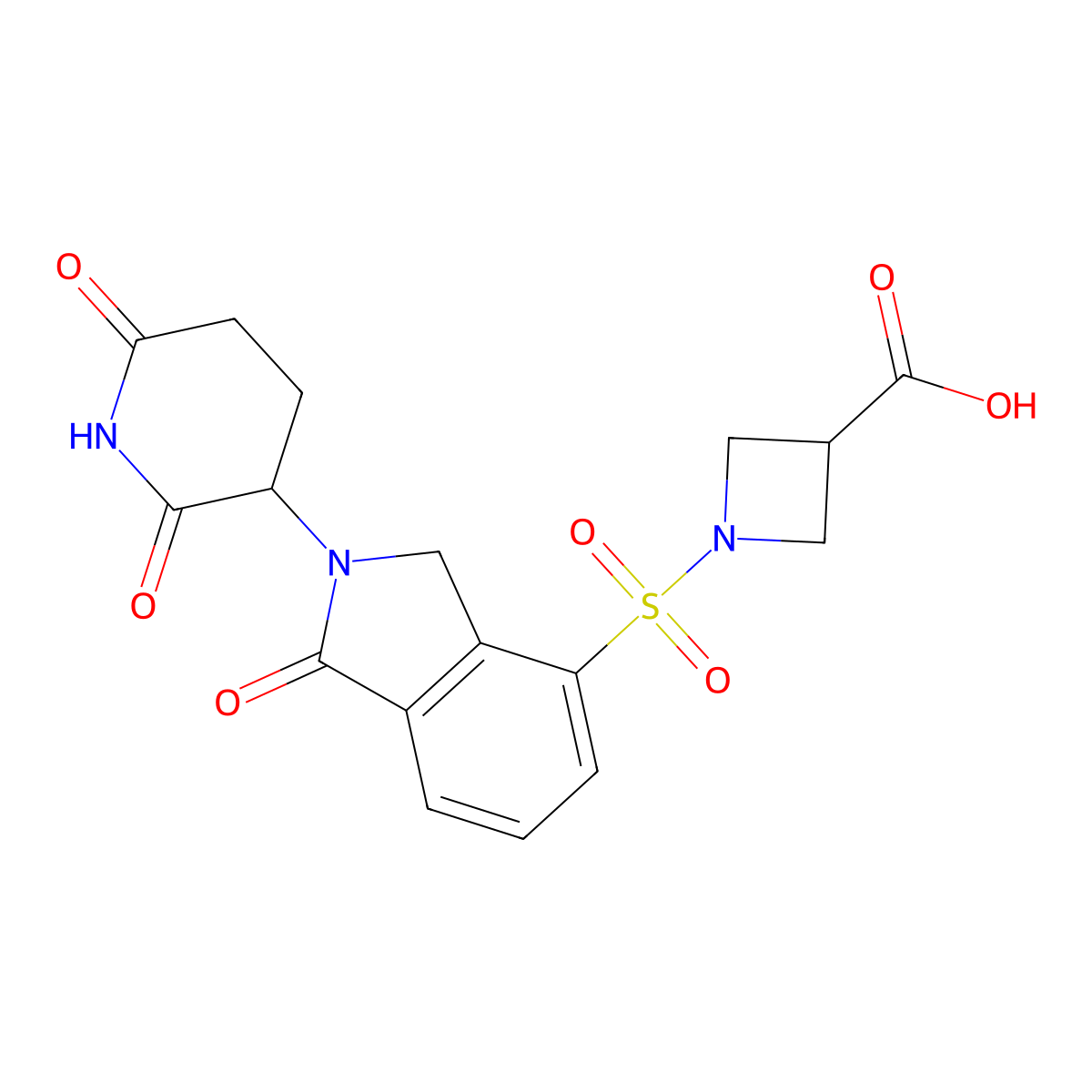 1-{[2-(2,6-dioxopiperidin-3-yl)-1-oxo-2,3-dihydro-1H-isoindol-4-yl]sulfonyl}azetidine-3-carboxylic acid molecular structure, CAS 2703770-09-4