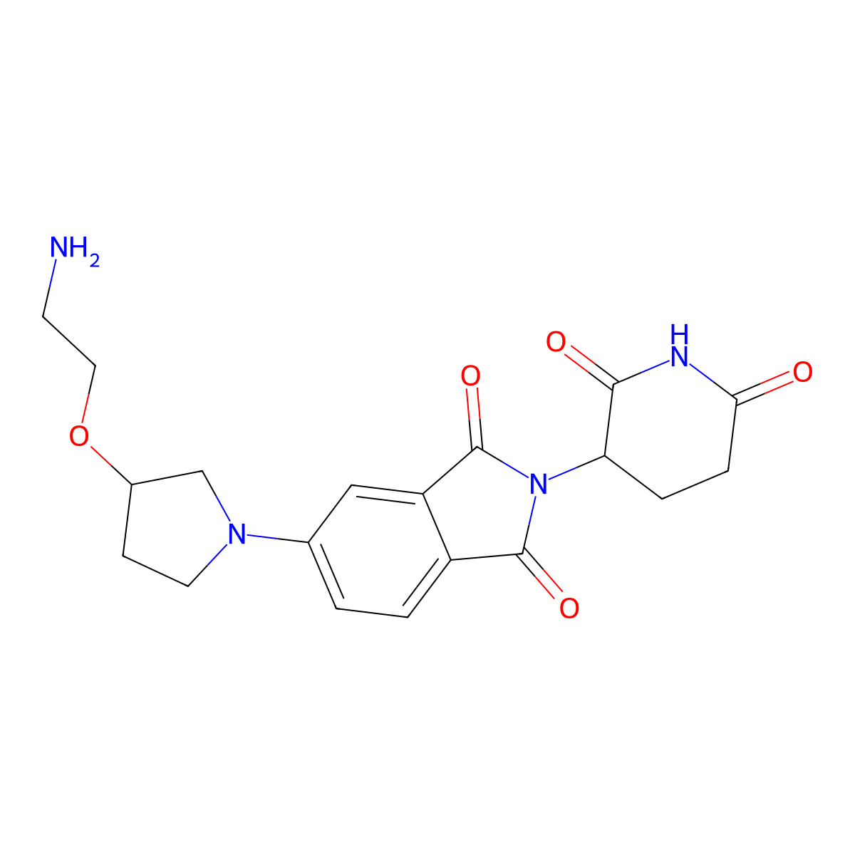 5-[3-(2-aminoethoxy)pyrrolidin-1-yl]-2-(2,6-dioxopiperidin-3-yl)-2,3-dihydro-1H-isoindole-1,3-dione molecular structure, CAS 2703770-68-5