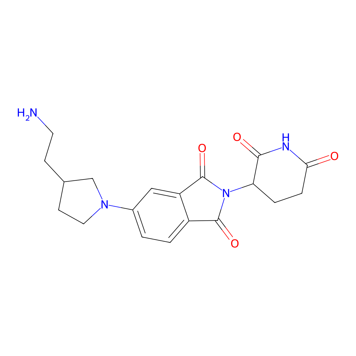 5-[3-(2-aminoethyl)pyrrolidin-1-yl]-2-(2,6-dioxopiperidin-3-yl)-2,3-dihydro-1H-isoindole-1,3-dione molecular structure, CAS 2703770-77-6