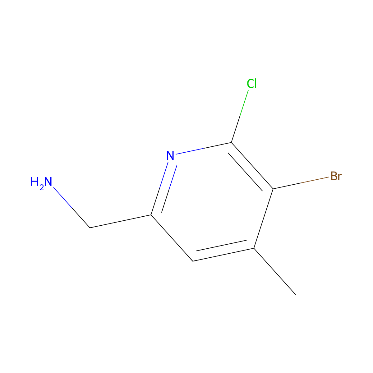 1-(5-Bromo-6-chloro-4-methylpyridin-2-yl)methanamine molecular structure, CAS 2703770-96-9