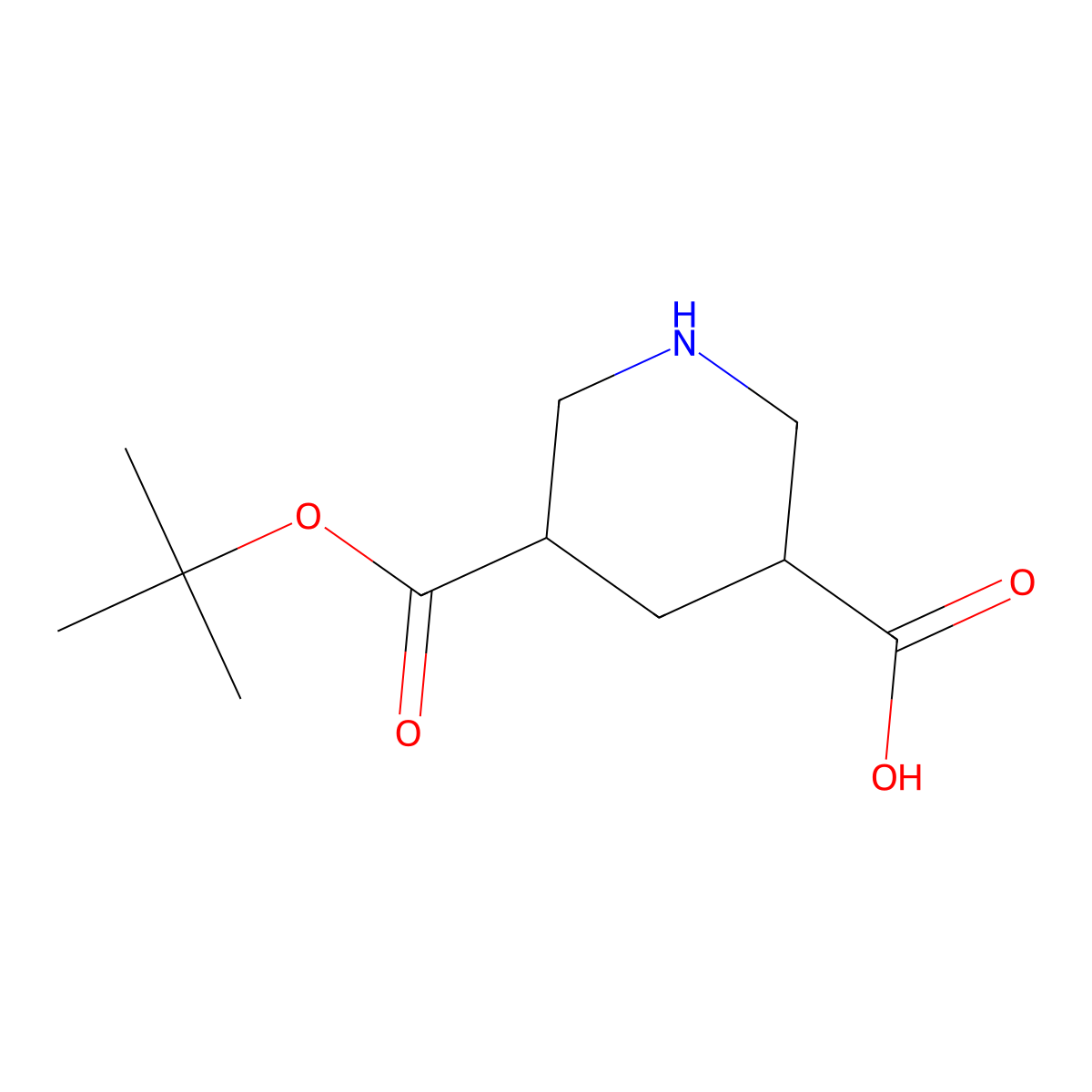 5-[(tert-butoxy)carbonyl]piperidine-3-carboxylic acid, Mixture of diastereomers molecular structure, CAS 2703771-23-5
