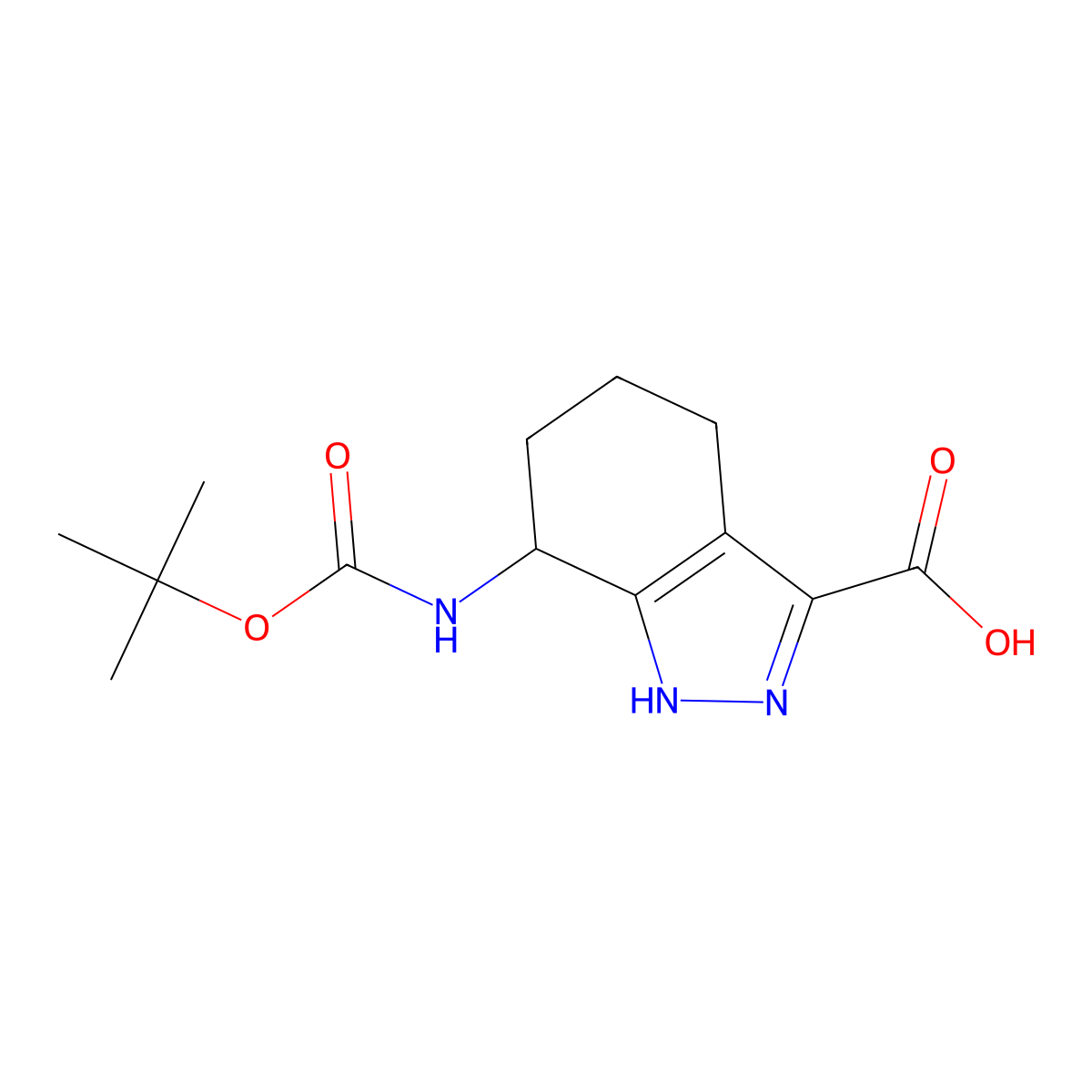 7-{[(tert-butoxy)carbonyl]amino}-4,5,6,7-tetrahydro-1H-indazole-3-carboxylic acid molecular structure, CAS 2703771-33-7