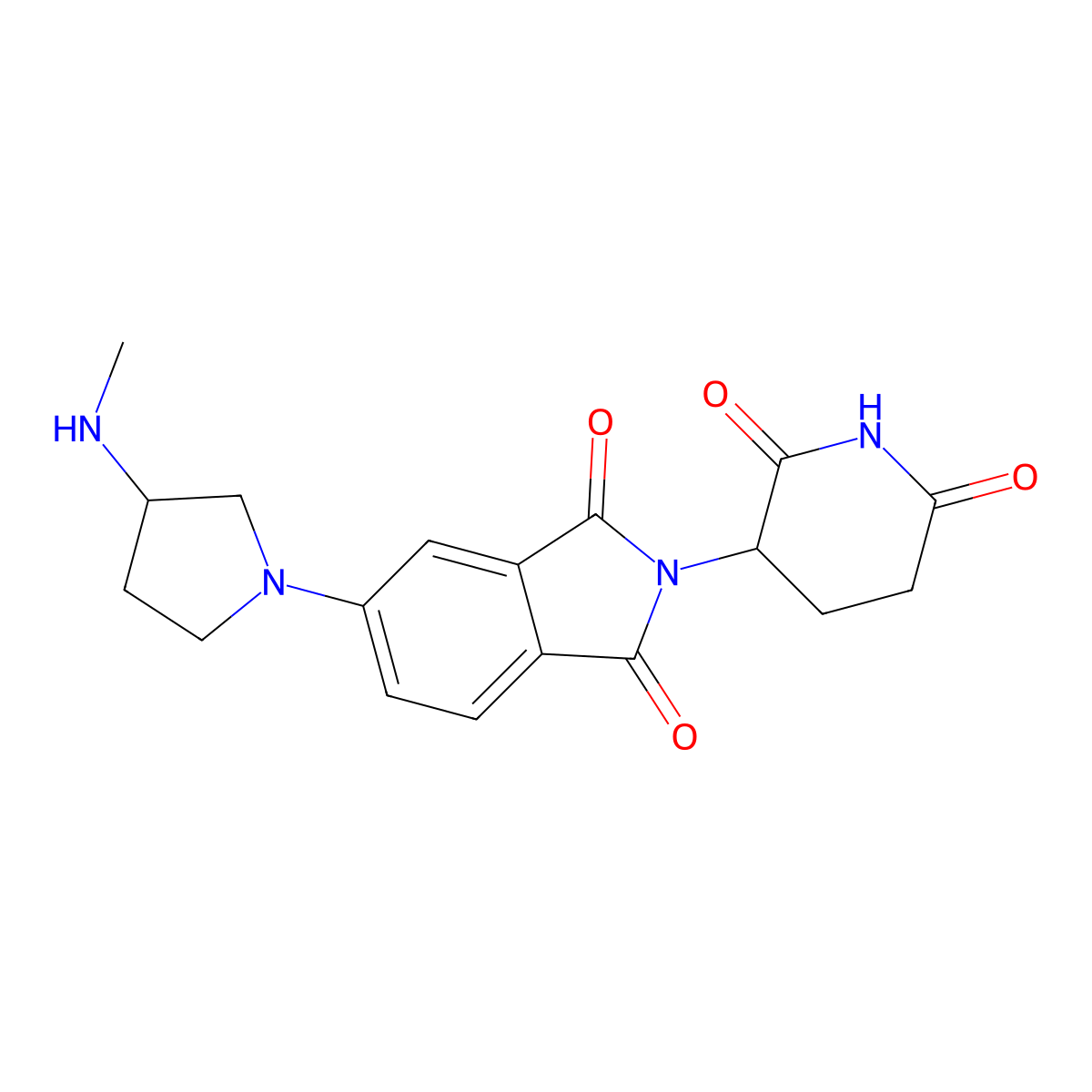 2-(2,6-dioxopiperidin-3-yl)-5-[3-(methylamino)pyrrolidin-1-yl]-2,3-dihydro-1H-isoindole-1,3-dione molecular structure, CAS 2703771-37-1