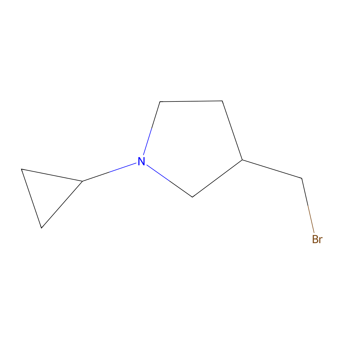 3-(Bromomethyl)-1-cyclopropylpyrrolidine molecular structure, CAS 2703771-43-9