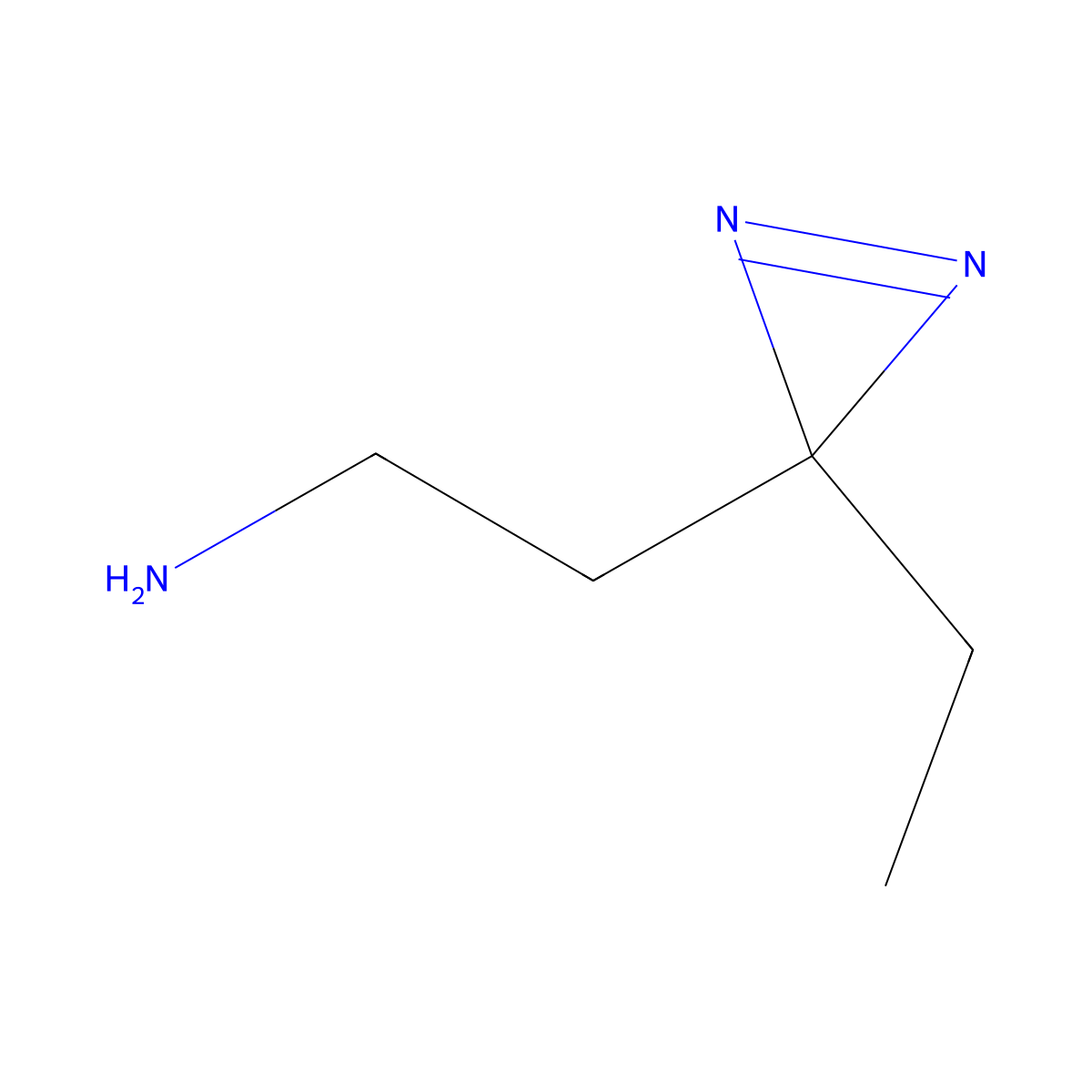 2-(3-ethyl-3H-diazirin-3-yl)ethan-1-amine molecular structure, CAS 2703771-97-3