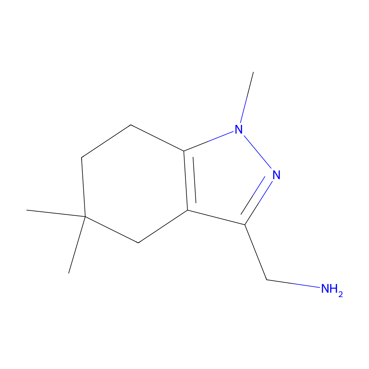 1-(1,5,5-trimethyl-4,5,6,7-tetrahydro-1H-indazol-3-yl)methanamine molecular structure, CAS 2703772-10-3