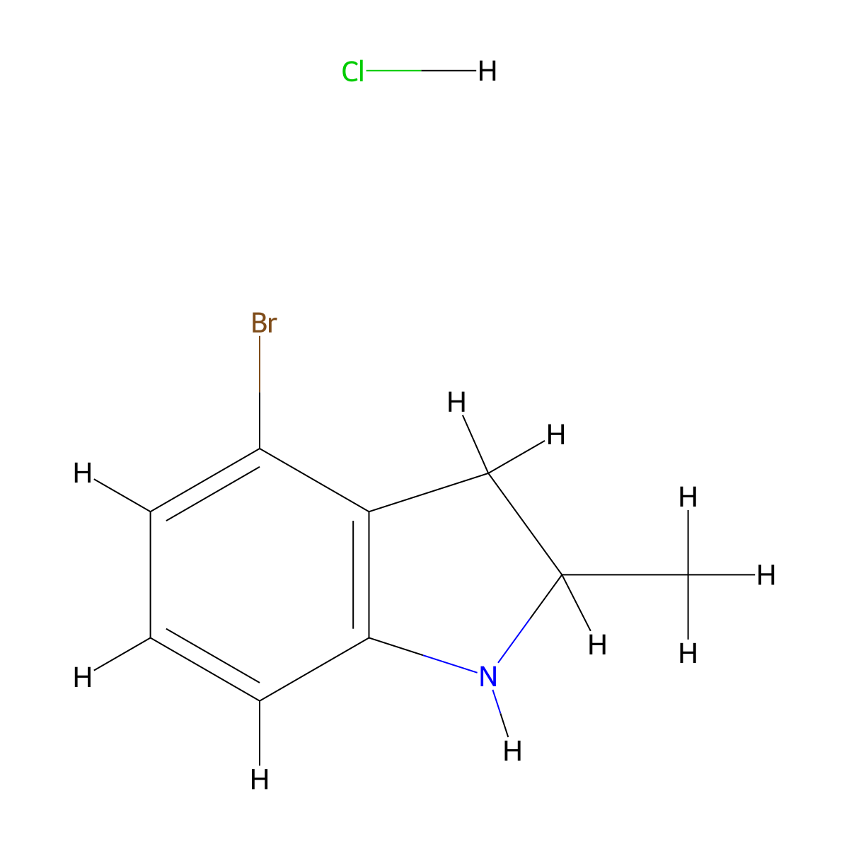 4-bromo-2-methyl-2,3-dihydro-1H-indole hydrochloride molecular structure, CAS 2703772-31-8