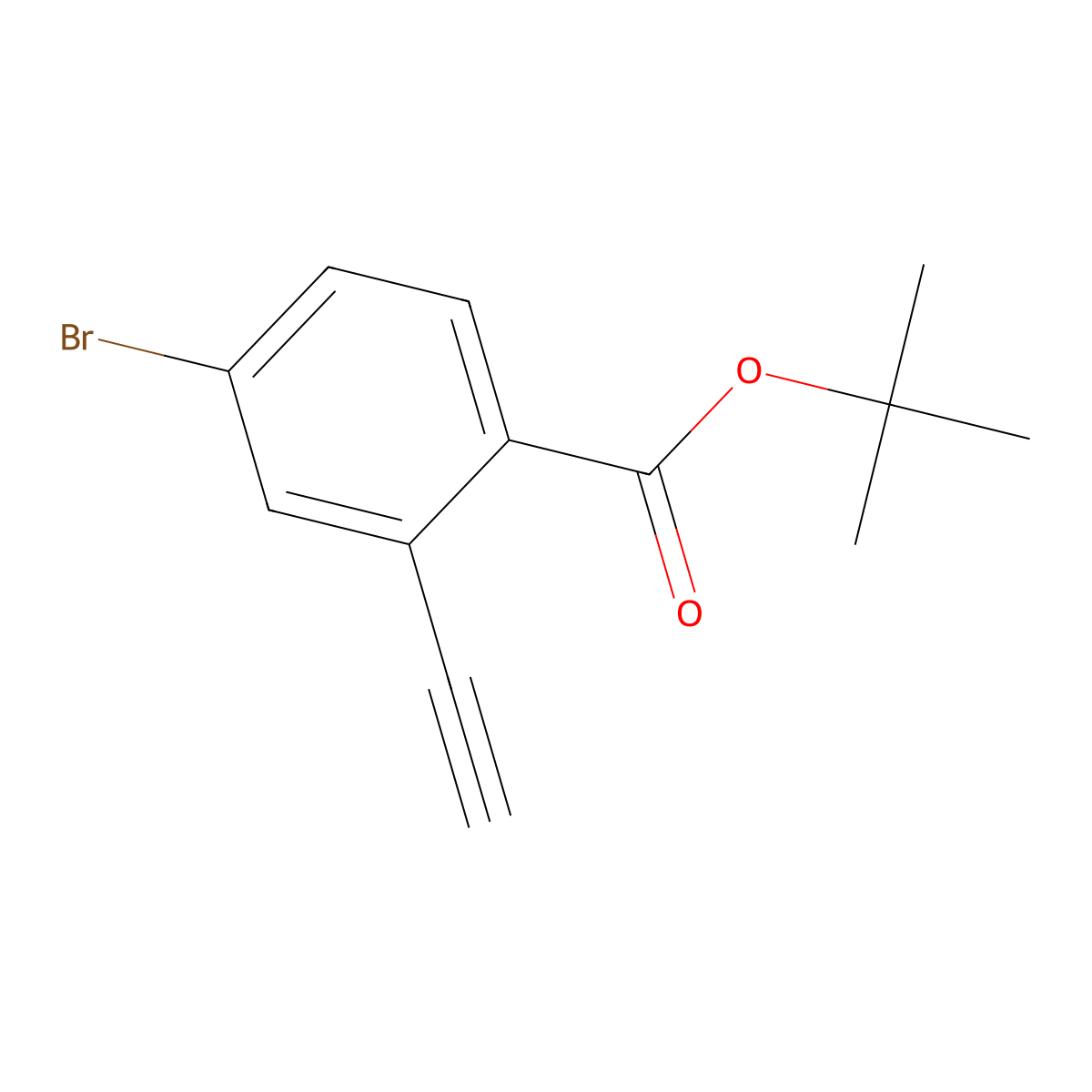 Tert-butyl 4-bromo-2-ethynylbenzoate molecular structure, CAS 2703772-47-6