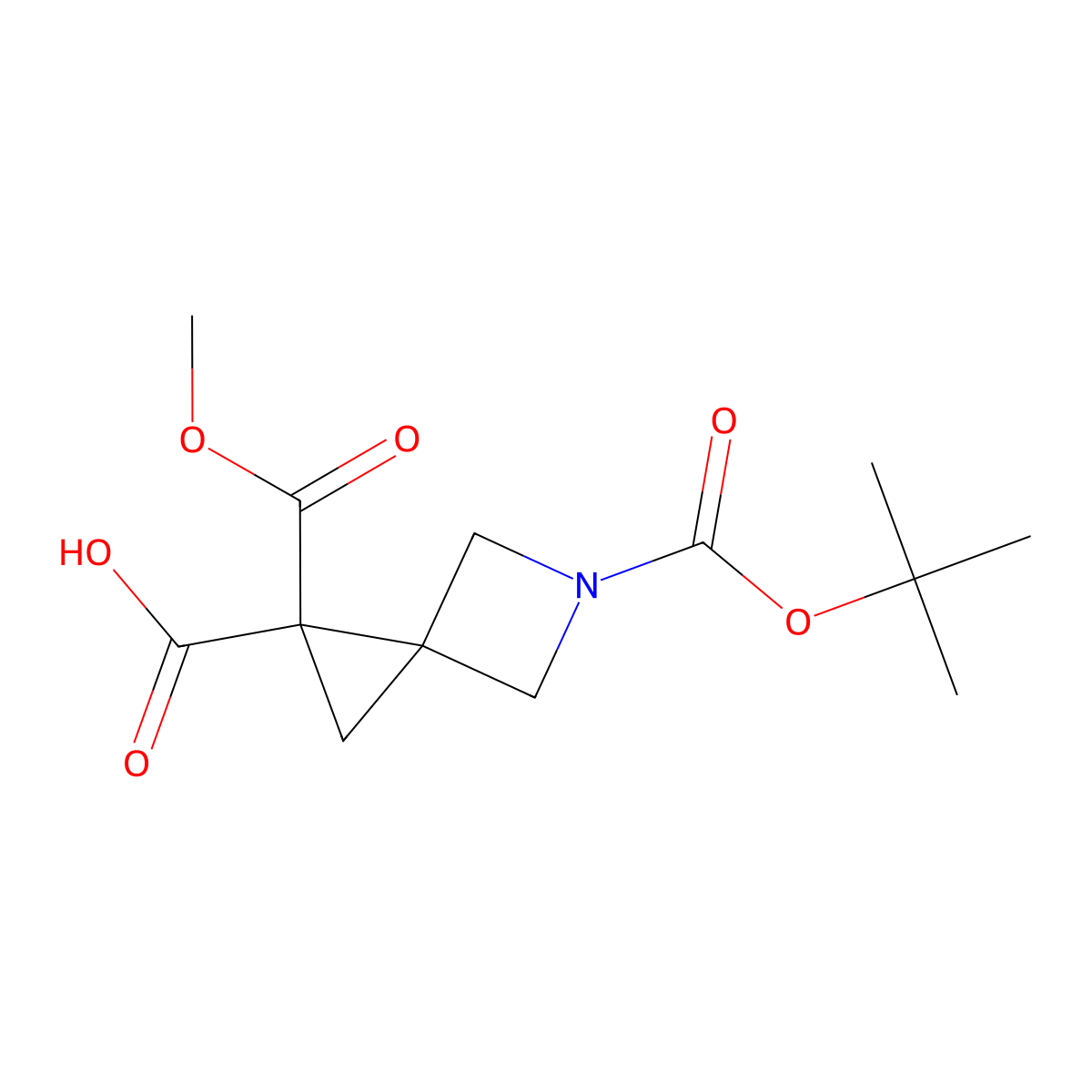5-[(Tert-butoxy)carbonyl]-1-(methoxycarbonyl)-5-azaspiro[2.3]hexane-1-carboxylic acid molecular structure, CAS 2703772-66-9