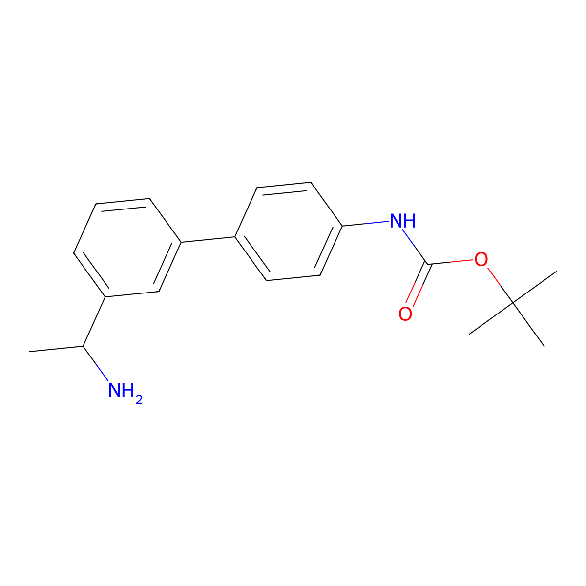 tert-butyl N-[3'-(1-aminoethyl)-[1,1'-biphenyl]-4-yl]carbamate molecular structure, CAS 2703773-13-9