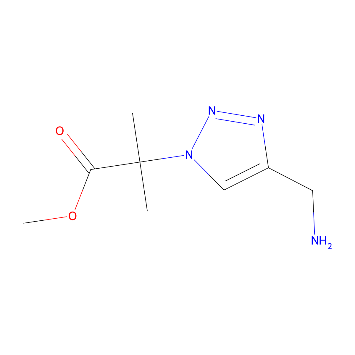 methyl 2-[4-(aminomethyl)-1H-1,2,3-triazol-1-yl]-2-methylpropanoate molecular structure, CAS 2703773-24-2