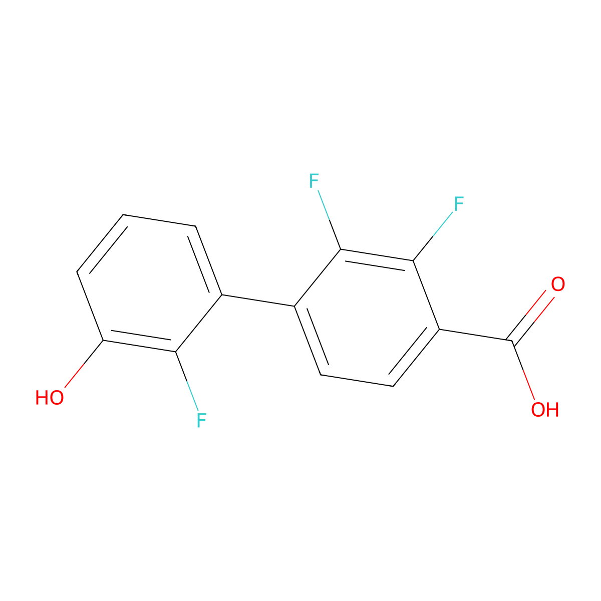 2,2',3-Trifluoro-3'-hydroxy-[1,1'-biphenyl]-4-carboxylic acid molecular structure, CAS 2703773-33-3