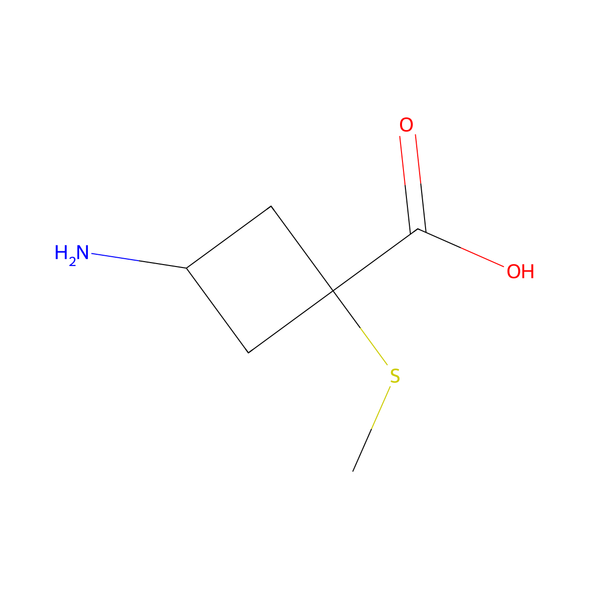 3-Amino-1-(methylsulfanyl)cyclobutane-1-carboxylic acid molecular structure, CAS 2703773-88-8