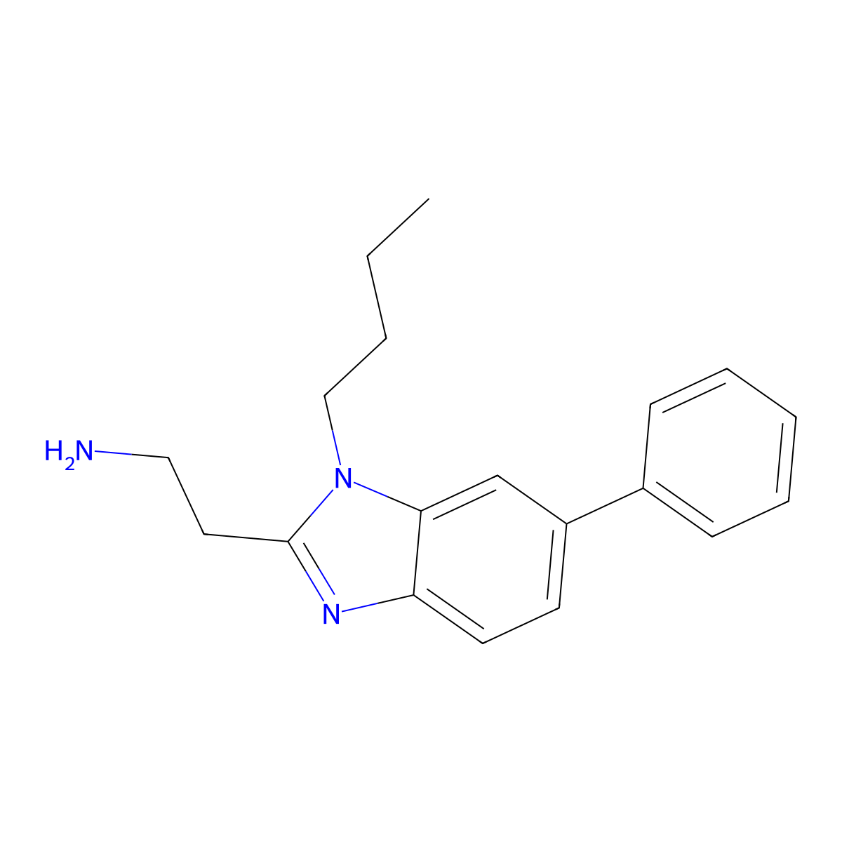 2-(1-butyl-6-phenyl-1H-1,3-benzodiazol-2-yl)ethan-1-amine molecular structure, CAS 2703773-94-6