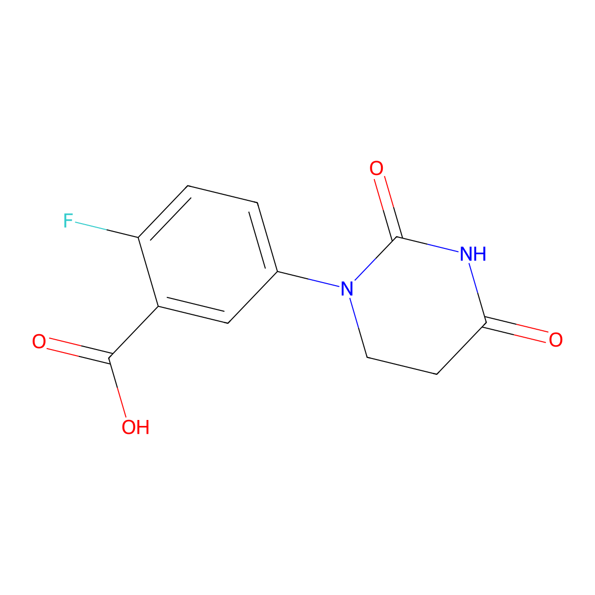 5-(2,4-Dioxo-1,3-diazinan-1-yl)-2-fluorobenzoic acid molecular structure, CAS 2703773-96-8