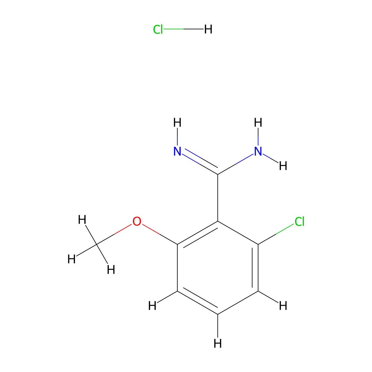 2-Chloro-6-methoxybenzene-1-carboximidamide hydrochloride molecular structure, CAS 2703774-12-1