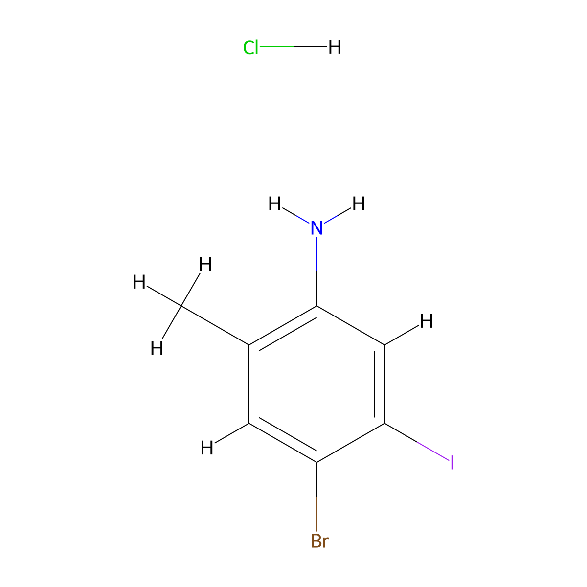 4-Bromo-5-iodo-2-methylaniline hydrochloride molecular structure, CAS 2703774-20-1