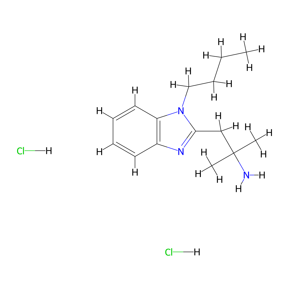 1-(1-butyl-1H-1,3-benzodiazol-2-yl)-2-methylpropan-2-amine dihydrochloride molecular structure, CAS 2703774-34-7