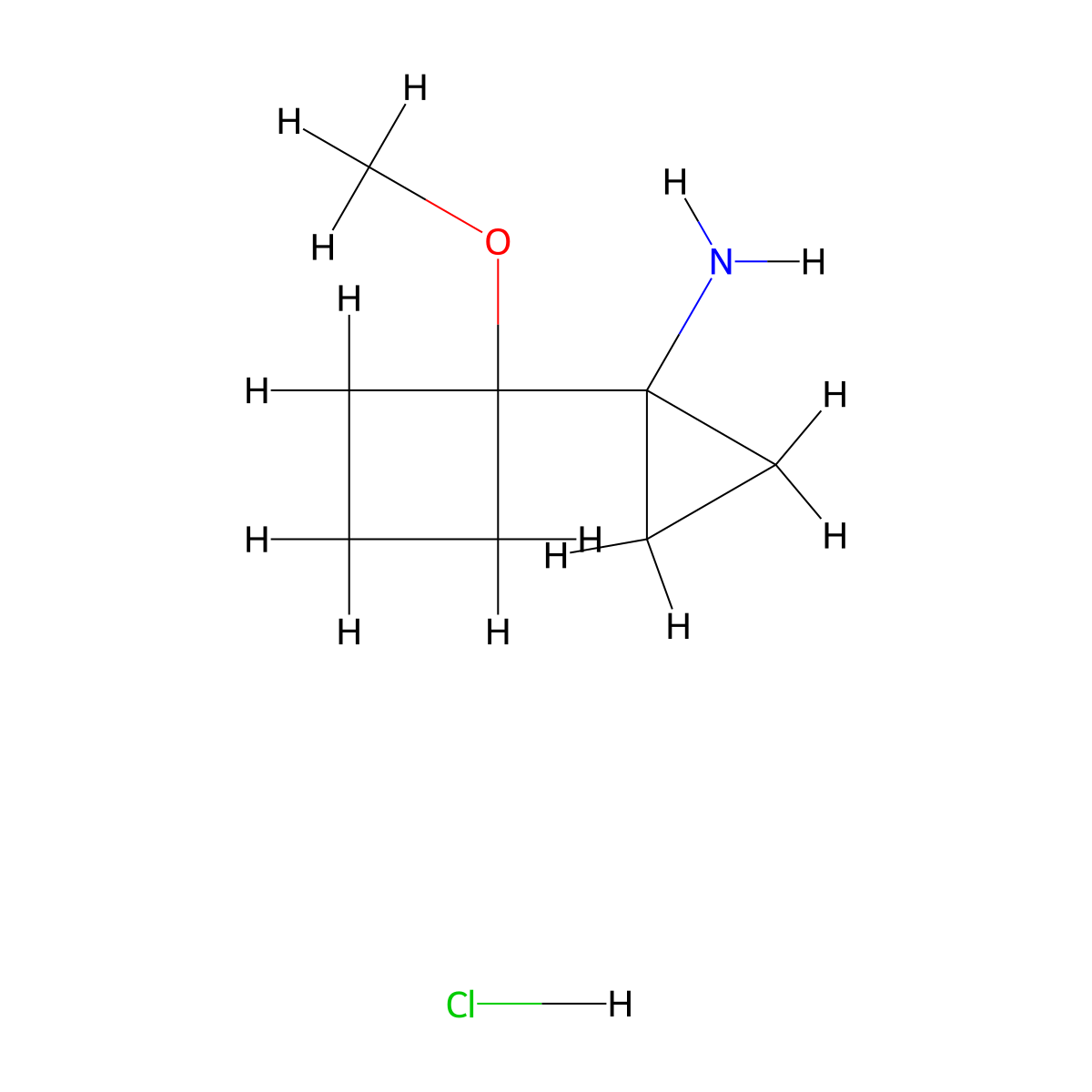 1-(1-Methoxycyclobutyl)cyclopropan-1-amine hydrochloride molecular structure, CAS 2703774-41-6