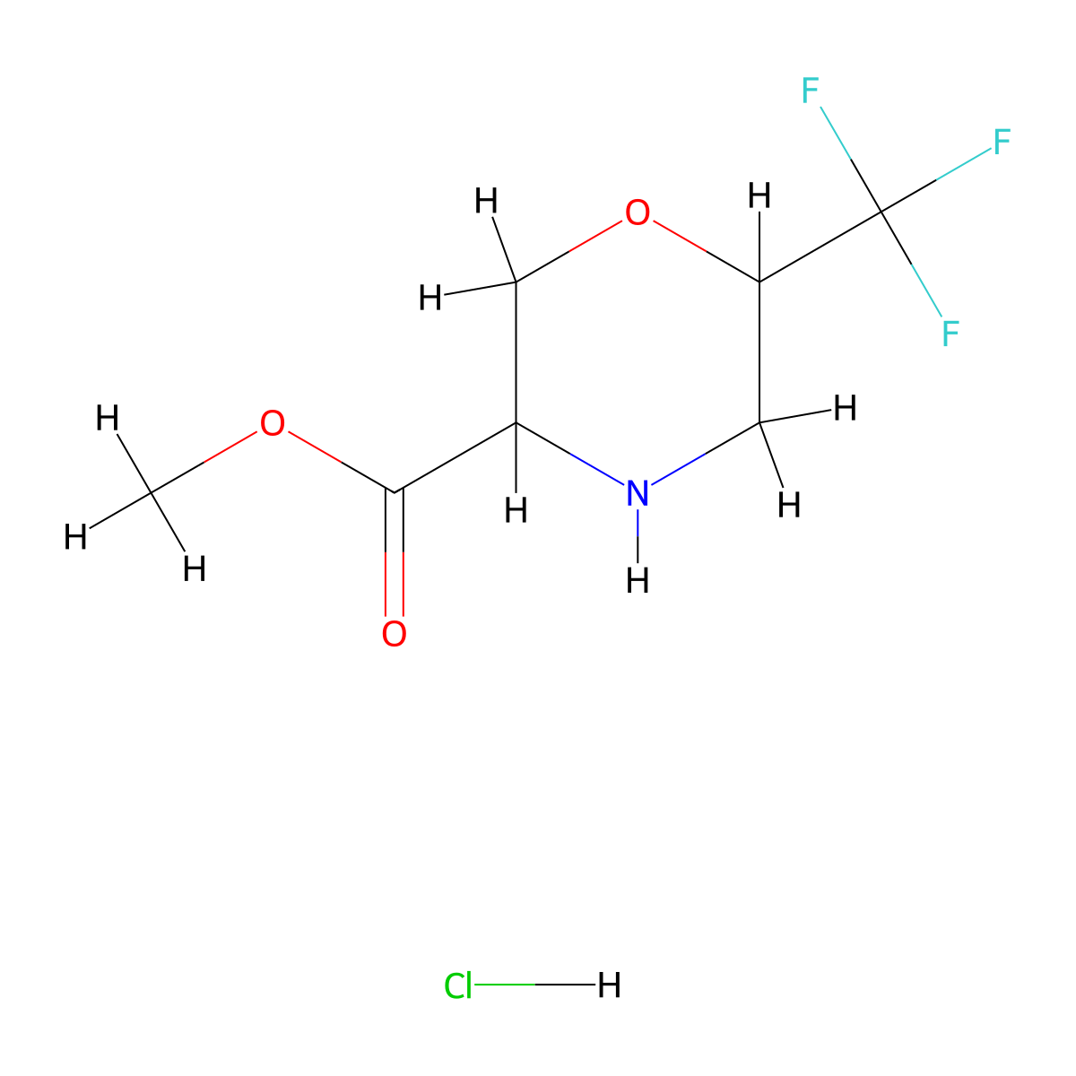 Methyl 6-(trifluoromethyl)morpholine-3-carboxylate hydrochloride molecular structure, CAS 2703774-47-2