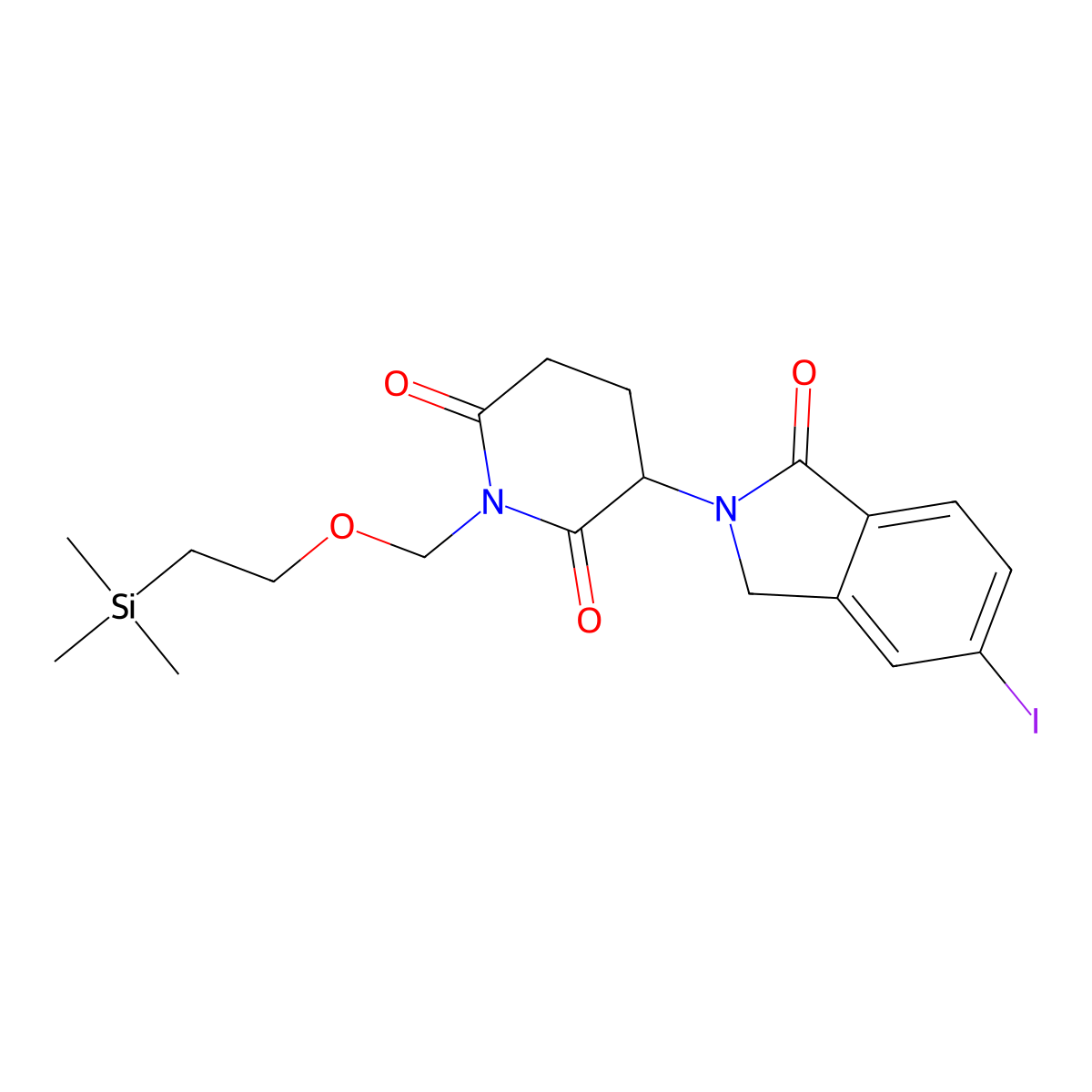 3-(5-iodo-1-oxo-2,3-dihydro-1H-isoindol-2-yl)-1-{[2-(trimethylsilyl)ethoxy]methyl}piperidine-2,6-dione molecular structure, CAS 2703774-51-8