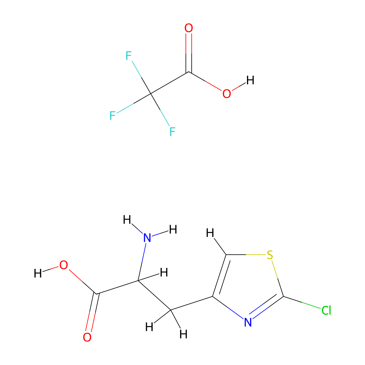 2-Amino-3-(2-chloro-1,3-thiazol-4-yl)propanoic acid, trifluoroacetic acid molecular structure, CAS 2703774-60-9