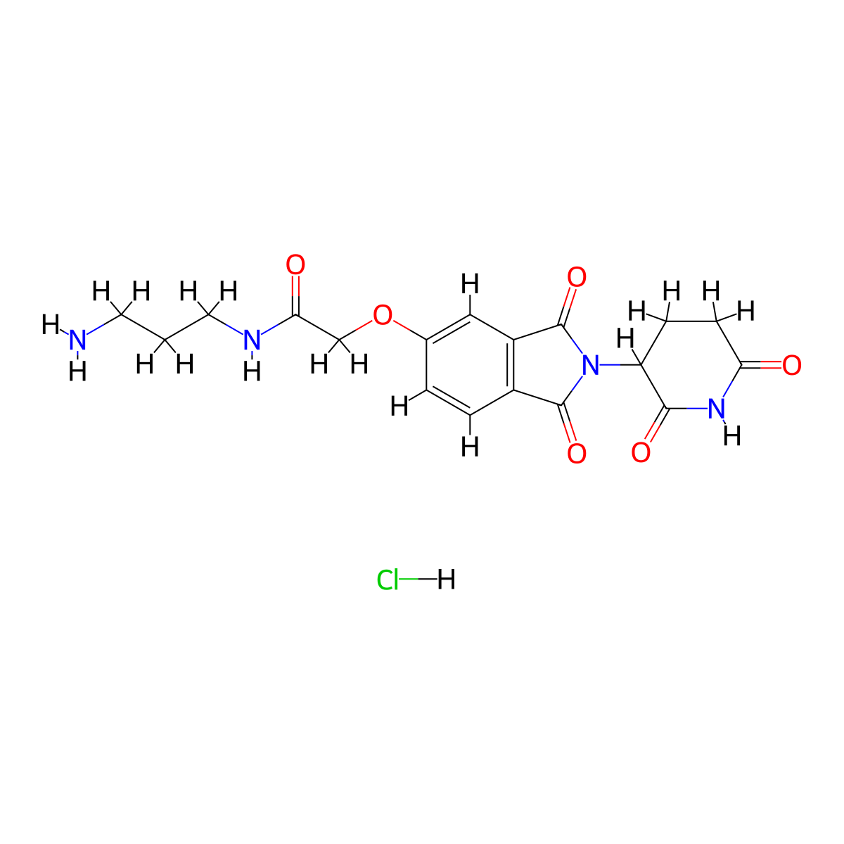 N-(3-aminopropyl)-2-{[2-(2,6-dioxopiperidin-3-yl)-1,3-dioxo-2,3-dihydro-1H-isoindol-5-yl]oxy}acetamide hydrochloride molecular structure, CAS 2703774-65-4