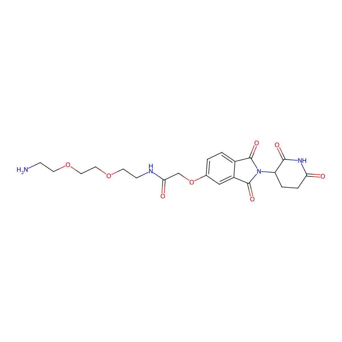 N-[2-[2-(2-aminoethoxy)ethoxy]ethyl]-2-[2-(2,6-dioxo-3-piperidyl)-1,3-dioxo-isoindolin-5-yl]oxy-acetamide molecular structure, CAS 2703774-67-6