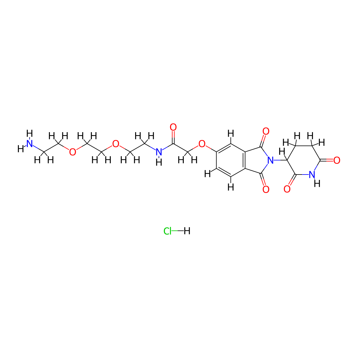 N-{2-[2-(2-aminoethoxy)ethoxy]ethyl}-2-{[2-(2,6-dioxopiperidin-3-yl)-1,3-dioxo-2,3-dihydro-1H-isoindol-5-yl]oxy}acetamide hydrochloride molecular structure, CAS 2703774-68-7