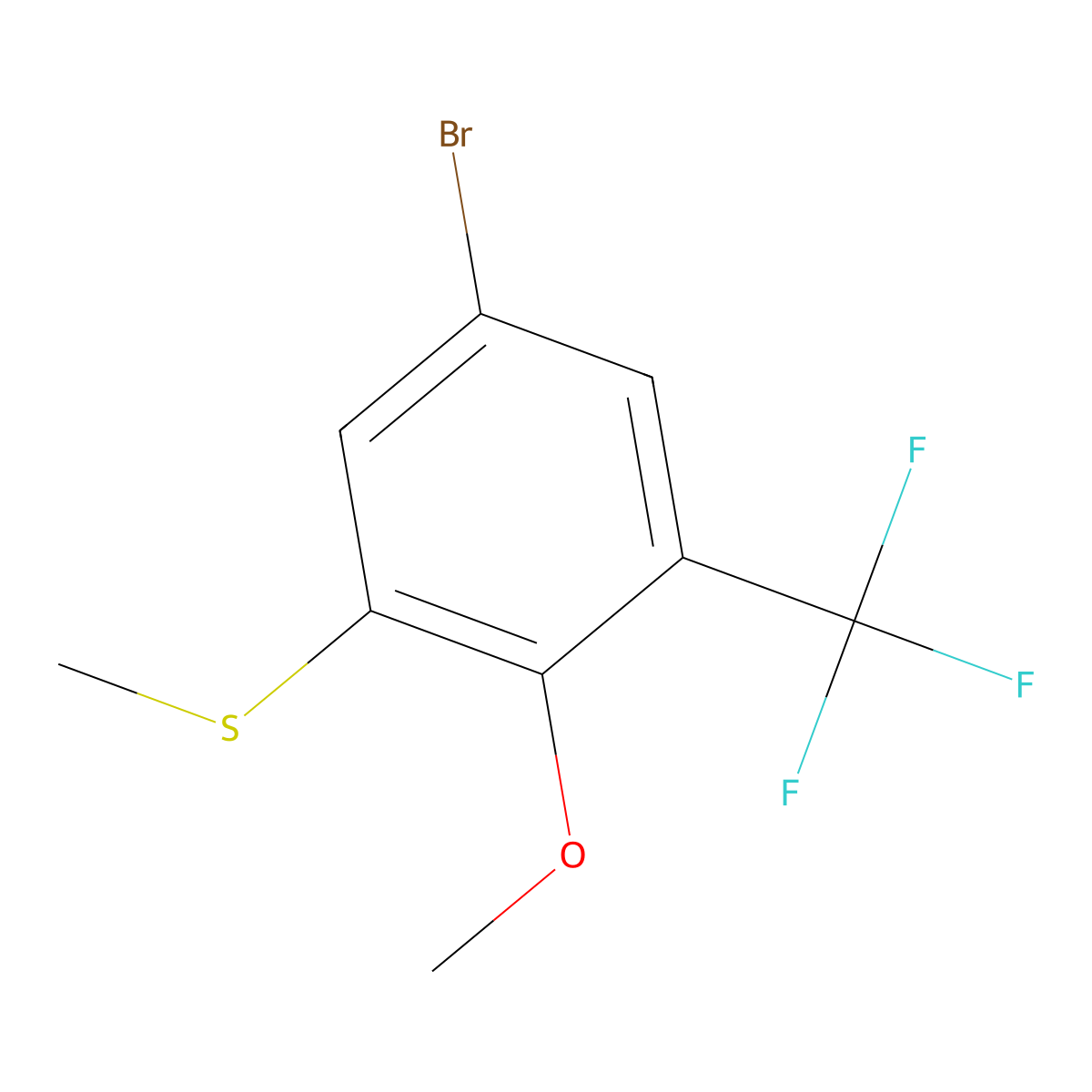 5-Bromo-2-methoxy-1-(methylsulfanyl)-3-(trifluoromethyl)benzene molecular structure, CAS 2703774-79-0
