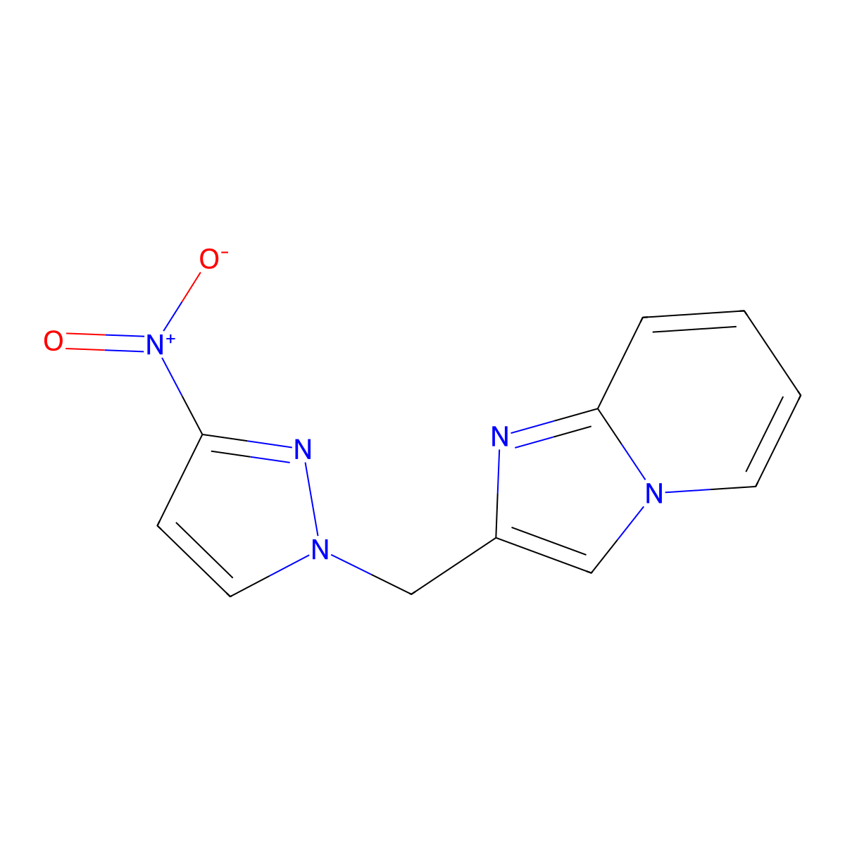 1-({imidazo[1,2-a]pyridin-2-yl}methyl)-3-nitro-1H-pyrazole molecular structure, CAS 2703774-84-7