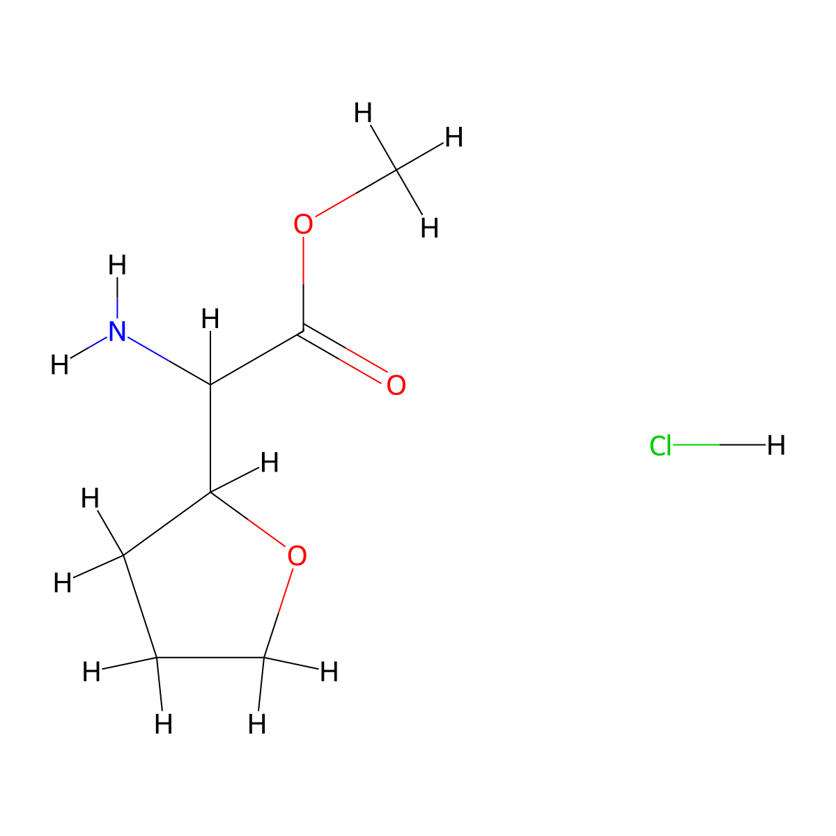 Methyl 2-amino-2-(oxolan-2-yl)acetate hydrochloride molecular structure, CAS 2703774-85-8