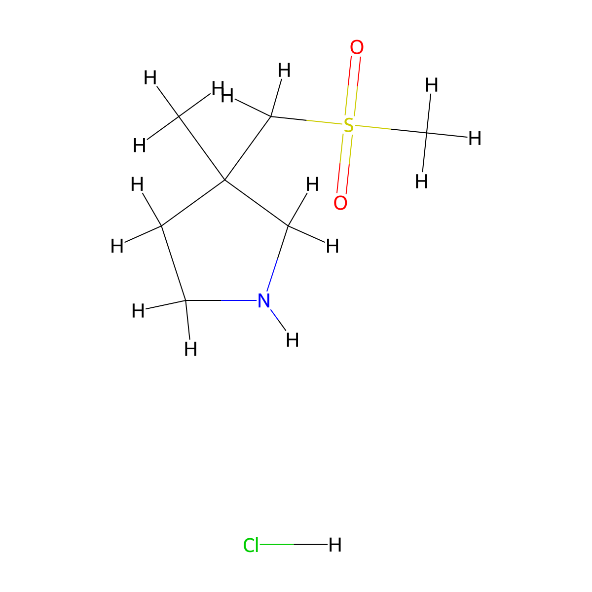3-(Methanesulfonylmethyl)-3-methylpyrrolidine hydrochloride molecular structure, CAS 2703774-86-9