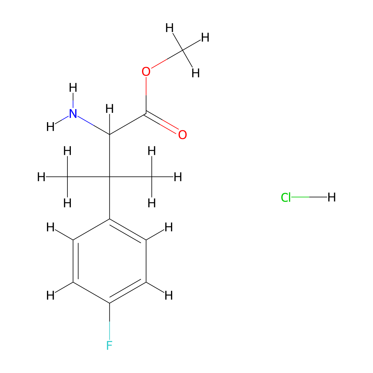 Methyl 2-amino-3-(4-fluorophenyl)-3-methylbutanoate hydrochloride molecular structure, CAS 2703774-91-6