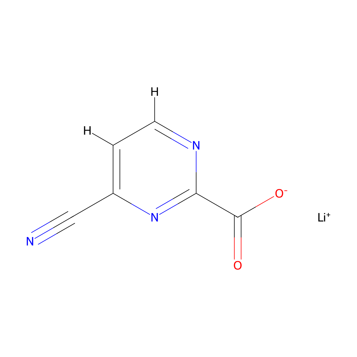 Lithium(1+) 4-cyanopyrimidine-2-carboxylate molecular structure, CAS 2703774-95-0