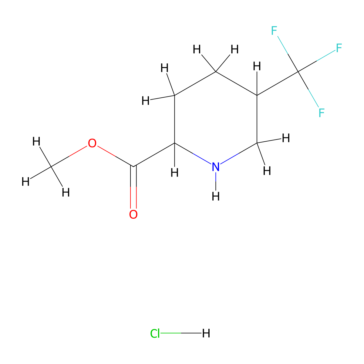 Methyl 5-(trifluoromethyl)piperidine-2-carboxylate hydrochloride molecular structure, CAS 2703775-00-0