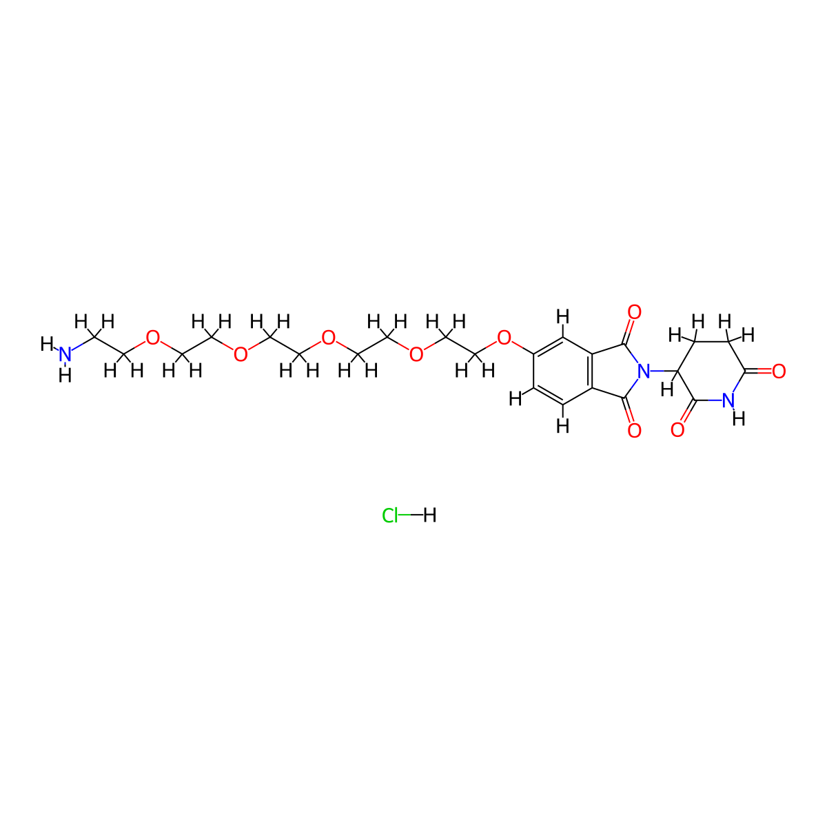 Thalidomide-PEG5-NH2 hydrochloride molecular structure, CAS 2703775-06-6