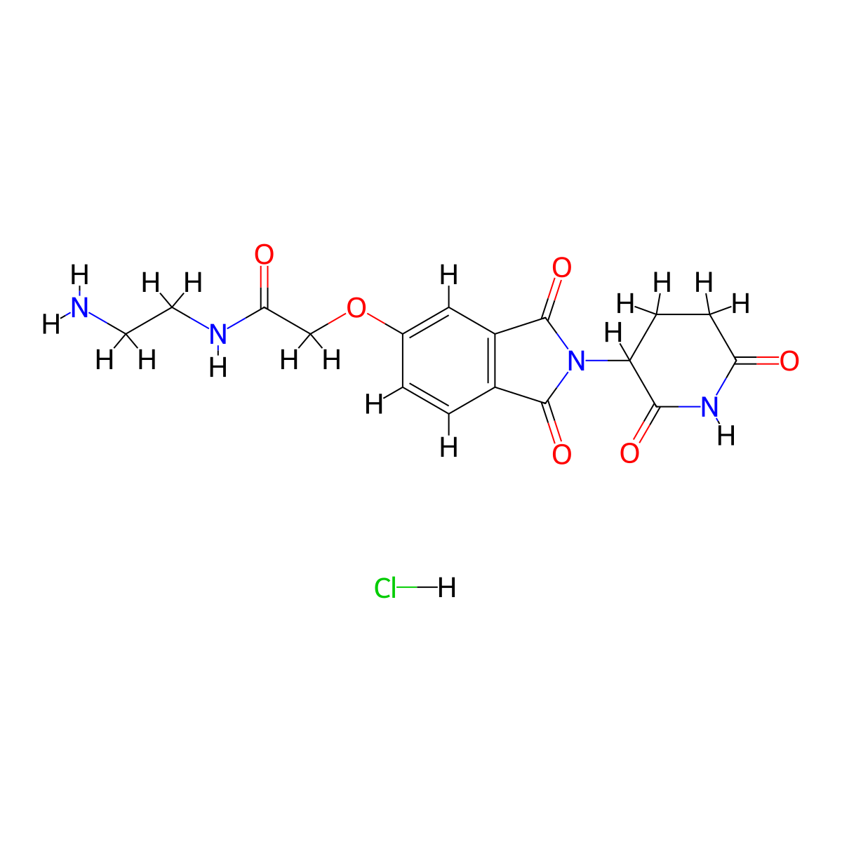N-(2-aminoethyl)-2-{[2-(2,6-dioxopiperidin-3-yl)-1,3-dioxo-2,3-dihydro-1H-isoindol-5-yl]oxy}acetamide hydrochloride molecular structure, CAS 2703775-09-9