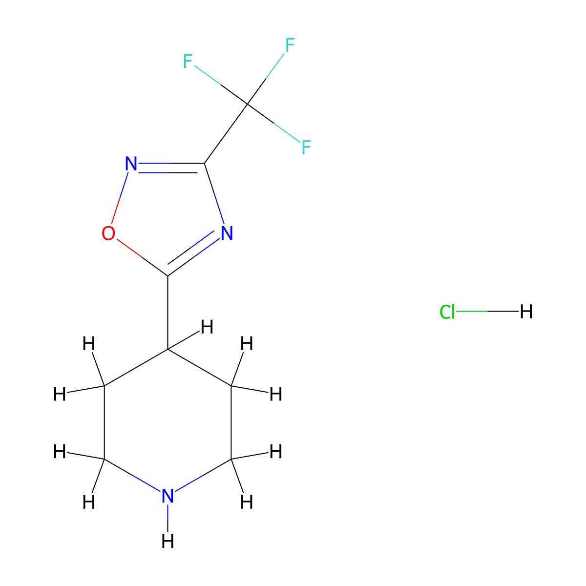 4-[3-(Trifluoromethyl)-1,2,4-oxadiazol-5-yl]piperidine hydrochloride molecular structure, CAS 2703775-11-3